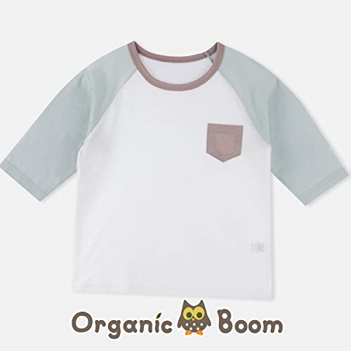 OrganicBoom Big Girl Boy Certified 100% Organic Cotton Lightweight Three-Quarter Outfit Tee Pants Set Easywear Playwear2