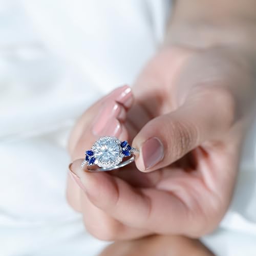 Certified Moissanite Designer Engagement Ring In Silver, D-Vs1 Quality, Moissanite Sapphire Halo Ring - Ideal For Gift4
