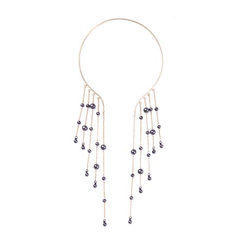 Preisvergleich Produktbild Besondere Bekleidungszubehör Hübsche Mode-Legierung Material europäischen und amerikanischen Mode-Trend Schmuck schwarze Perle Quaste Kragen Persönlichkeit übertrieben Halskette weibliche Mehr Stil