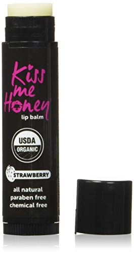 Kiss Me Honey USDA Organic Beeswax Lip Balm with Shea Butter, Coconut Oil, and Vitamin E | Cruelty Free - Strawberry