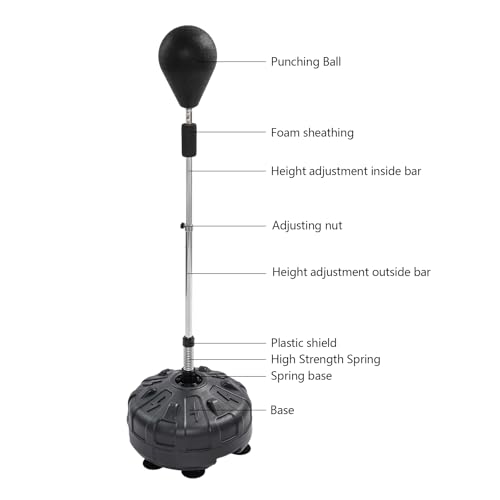Donened - Punchingball Boxstand, saco de boxeo de pie, entrenamiento de boxeo flexible con soporte, altura ajustable y construcción rápida, ideal para deportes de interior y gimnasio - imagen 4