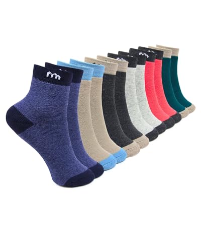 Image of Neska Moda Boys & Girls Pack Of 6 Pair Terry Cotton Socks (Red,Beige,Green,Blue,Grey)-SK1212