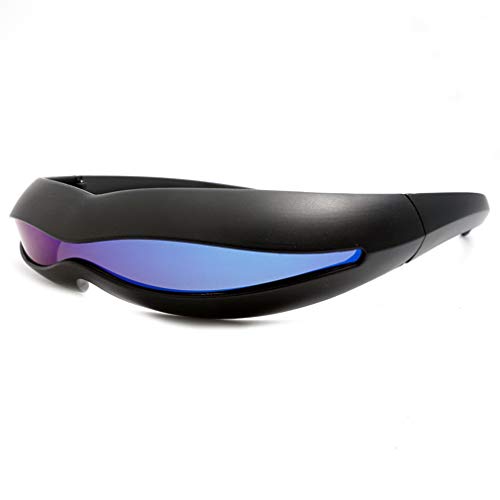 PLOPLO Futuristic Cyclops Monoblock Shield Mirrored Polarized Sunglasses UV400