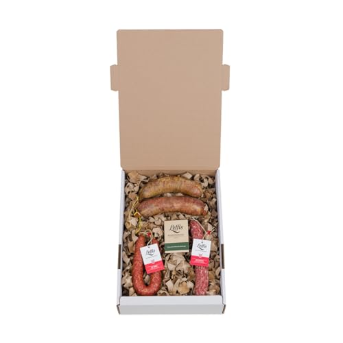 Leffis WURSTPAKET MAXI Ahle Wurst aus Nordhessen | Wurstkorb mit Ahle Wurscht Geschenkbox Männer | Ideen für Präsentkorb Geschenkkorb Männer