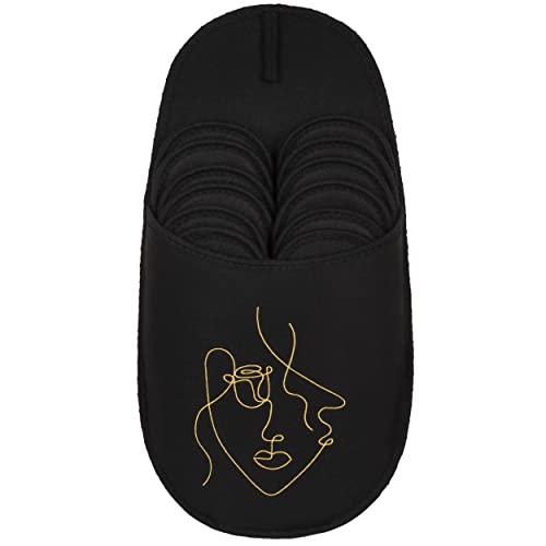 ONVAYA® Pantoufles en ABS avec Semelle Antidérapante | Visage Abstrait | Lot de 6 Paires | Chaussons d'Invité en Feutre | Taille 36-45 | Couleur Crème |...