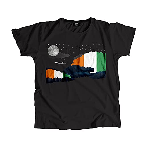 T-shirt Côte d'Ivoire Night Clouds pour homme et femme en coton