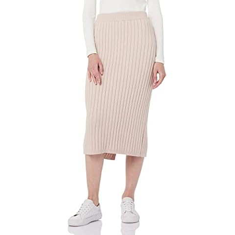 Sweater Skirts for Women Slit High Waisted Pencil Skirt Ribbed Knit Skirt Bodycon Midi Sweater Skirt Solid Casual Apricot Cover