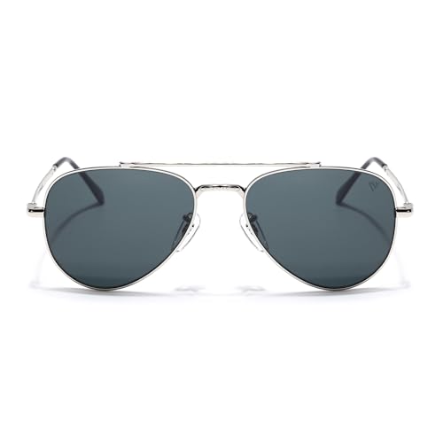 Image of Voyage Aviator Polarized Sunglasses for Men & Women (Black Lens | Grey Frame - MG7619)