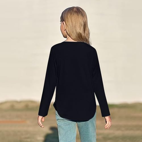 Little Girls Long Sleeve Shirts Curve Hem Side Slit Soft Tunic Tops Raglan Crewneck Fall Winter T-Shirts for 2-8 Years3