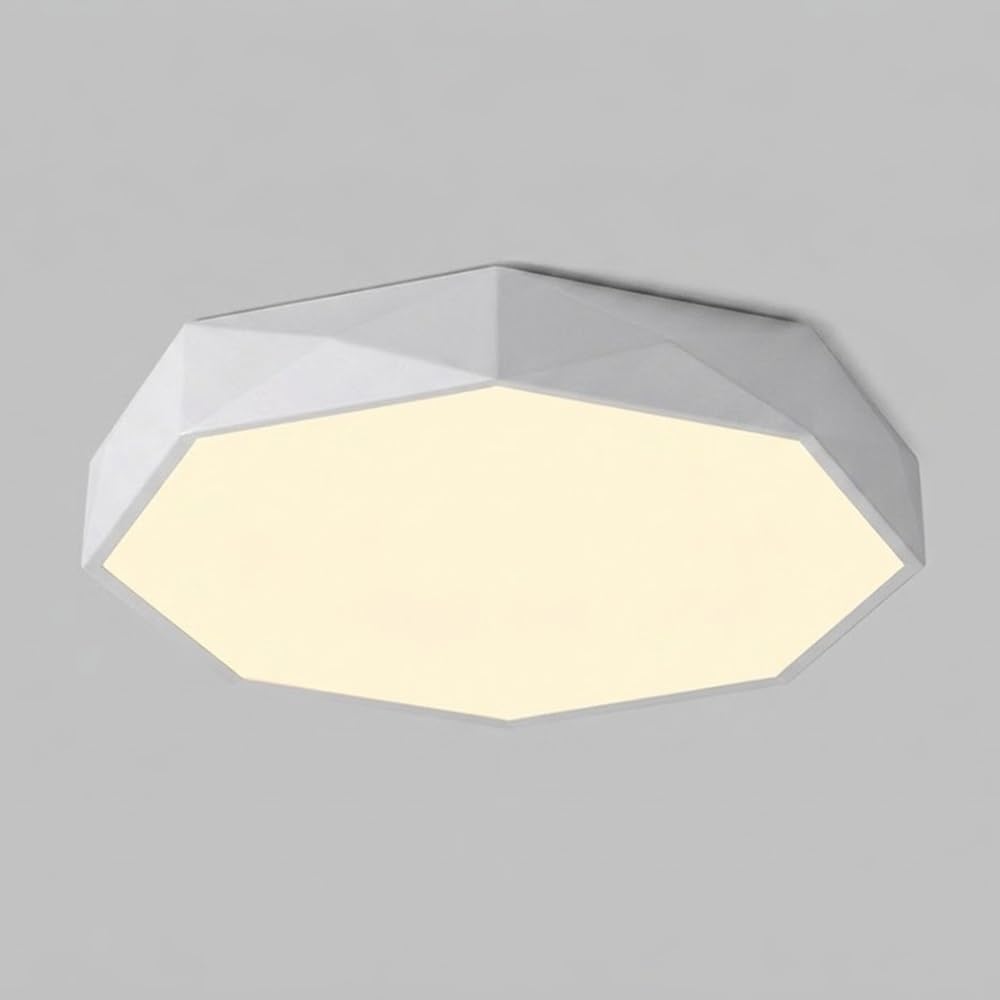 COSRUB Polygonal LED Flush Mount Ceiling Lights, Nordic Colorful Geometry Flat Panel Light Minimalist Dimmable Ceiling Lamp for Bedroom Study Office(White(6000K),60cm/23.62in)