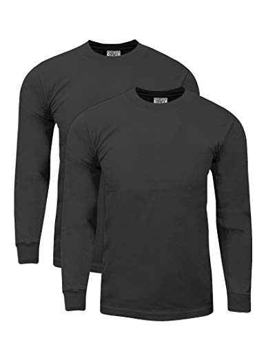 Shaka Wear Men's Cotton T-Shirt – Max Heavyweight 7 Ounce Long Sleeve Crew Neck Plain Tee Top Tshirts Regular Big Tall Size