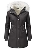 Vijamiy abrigo mujer de invierno chaqueta parka chaquetas Termico Abrigos Cálido Elegante Winter Jacket con Capucha Bolsillos(Gris oscuro,XL)