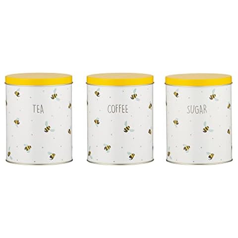 Price and Kensington Sweet Bee Set Of 3 Tea, Coffee and Sugar Storage Canisters Cover