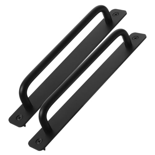 LIFKOME 2個 アルミ合製納屋ドア取っ手 耐久性と多用途性 クローゼットや引き戸対応 ネジ付簡単取付 ブラック仕上げ
