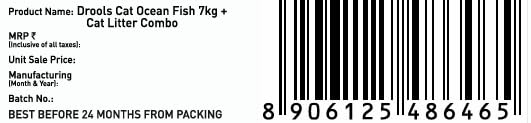 Image of Drools Adult 7kg Dry Cat Food with 5kg Cat Litter Free | Ocean Fish Flavour | Taurine for Cardiac Support | Nourished Skin & Shiny Fur | Urinary pH Balance | Hairball Control