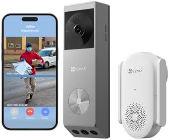 EZVIZ EP3x Pro + Chime WLAN Video Türklingel mit Kamera, 3MP+2MP Dual | Personen/Paketerkennung, Farbnachtsicht, 2-Wege Audio, 32GB interner Speicher, Solar Akku Türklingel 100% Ka