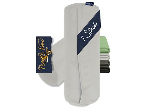 Marie´s Home 2 fundas de almohada Velvety Soft para cojín cervical 1615.2355, aprox. 40 x 15 cm, color plateado