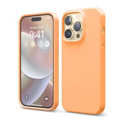 Image of Liquid Silicone Case Compatible for iPhone 13 Pro Max Case,Full Body Protective Cover, Shockproof, Slim Phone Case, Anti-Scratch Soft Microfiber Lining, 6.3 inches (Orange)