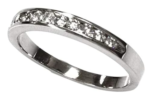 Solid 14k White Gold 0.3 ctw Natural Diamond Channel Set Wedding Band Ring for Women 2.8 mm - Handmade in USA - April Birthstone (rose-gold, 3.5)