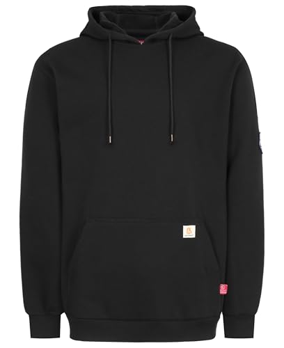 BOCOMAL FR Sweatshirt FR Hoodie Pullover Shirts 10.5oz Midweight Black Flame Resistant Hooded Shirts