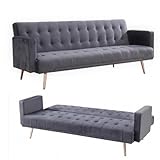 Home Detail Velvet Three Seater Sofa Bed in Grey Pink Blue or Green with Contrast Golden or Rose Gold Finish Legs (Grey with Rose Gold Legs) - Image 1