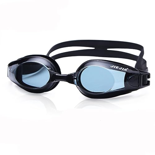Image of AEC JieJia Unisex Rx Powered Swimming Goggles -9.00 Power with UV Protection, Anti-Fog, Slip-Resistant Design, and Earplugs for Men and Women (Black)