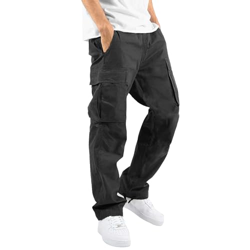 Herr Cargo Joggingbyxor Casual Dragsko Baggy Workout Joggers Straight Stretch Vandring Atletiska byxor med flera fickor