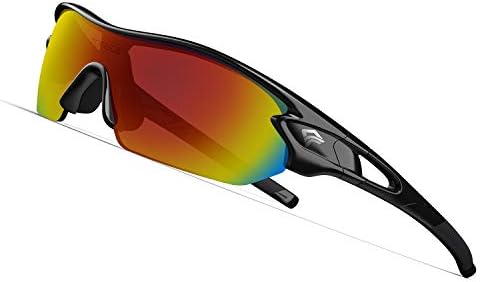 TOREGE Polarized Sports Sunglasses for Men Women Cycling Running Driving Fishing Golf Baseball Glasses TR02 Upgraded(Black&Black&Red Lens)