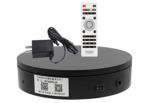 ComXim 360 Degree Black Electric Turntable,Direction, Angle and Rotation Mode,7.87in Diameter,44lb Capacity,Product Photography