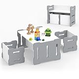 Détails Adaptés aux Enfants — Chaque pièce de cet ensemble de table d’activité est fabriquée avec des coins arrondis pour la sécurité. Les poignées découpées facilitent le déplacement de la table et des chaises, offrant un siège flexible dans n’importe quelle zone de la maison ou de la garderie.