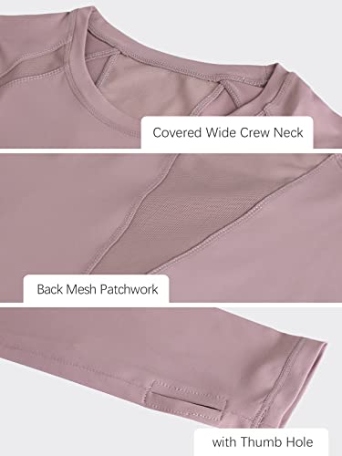 Ecupper Womens Long Sleeve Yoga Shirt Lightweight Athletic Top Shirts Sports Workout Fitness T-Shirts With Thumb Holes For Outdoor Gym Pink S #TOP3