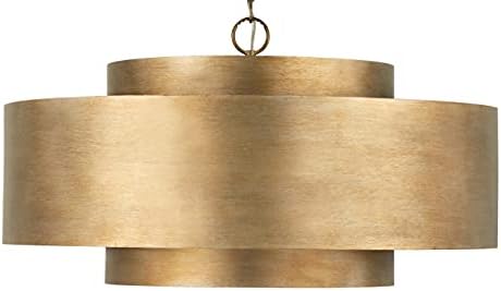 Capital Lighting 339091ML Jude Modern Geometric Bold Metal Tiered Drum Pendant, 9-Light 540 Total Watts, 17" H x 30" W, Mystic Luster
