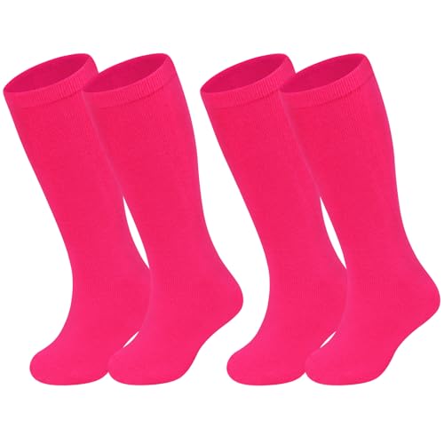Sarfel Hot Pink Softball Socks for Girls Youth Softball Socks Toddler Girls Soccer Sock Kids 4-6 Kids Soccer Sock 4-6 Years