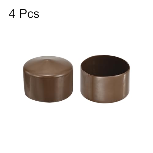 Image of uxcell 4pcs Rubber End Caps 70mm(2 3 /4 inch) ID Vinyl Round Tube Bolt Cap Cover Screw Thread Protectors Brown, 40mm Height