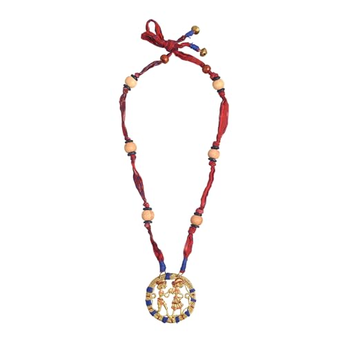 Image of AAKRITI ART CREATIONS Royal Empress Handcrafted Tribal Dhokra Necklace & Choker Collection | Artisan Ethnic Brass Jewelry with Oval & Square Designs, Amulet & Talisman Styles for Women