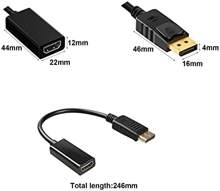 EasyULT DisplayPort to HDMI Adapter, DP Male to HDMI Female Cable, 1080P 4K Resolution Converter, for HDTV, Monitors, Projectors, Desktops, Laptops and Others (Black)