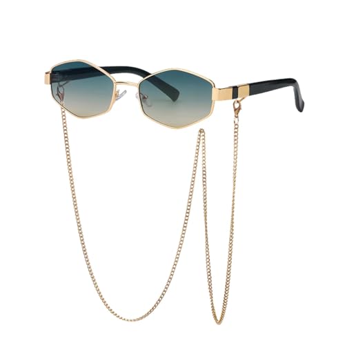 Lunettes de soleil vintage punk avec chaîne amovible pour femme look rétro chic