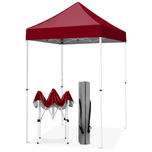 EAGLE PEAK 5x5 Pop Up Canopy Tent, Burgundy | Small Pop Up Canopy with Carry Bag, Easy Setup & Compact, Lightweight Outdoor Tent for Beach, Camping, Sport Games & Vendors