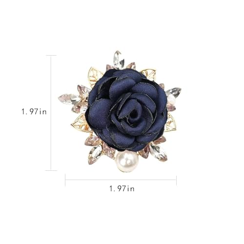 Image of Rose Flower Brooch for Women Large Flower Brooch Elegant Pearl Brooches Handmade Crystal Pearl Pins Fabric Floral Lapel Pin Christmas Valentine's Day Dress Suit Accessories