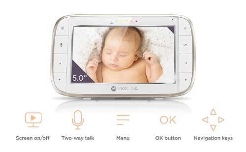 Motorola Nursery VM855 - Vigilabebés con conexión Wi-Fi con aplicación y unidad para padres de 5 pulgadas, visión nocturna, temperatura y conversación bidireccional, 480p, Sólo movimiento - imagen 9