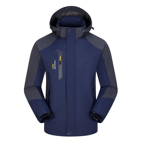 Taoyoule Chaqueta Impermeable para Hombre Senderismo al Aire Libre Chubasquero Cortavientos Ropa Deportiva Chaqueta Impermeable Softshell Ligera con Capucha