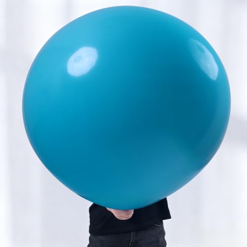 Image of KALOR 9 Pcs 36 Inch Large Aqua Blue Big Giant Round Latex Balloons