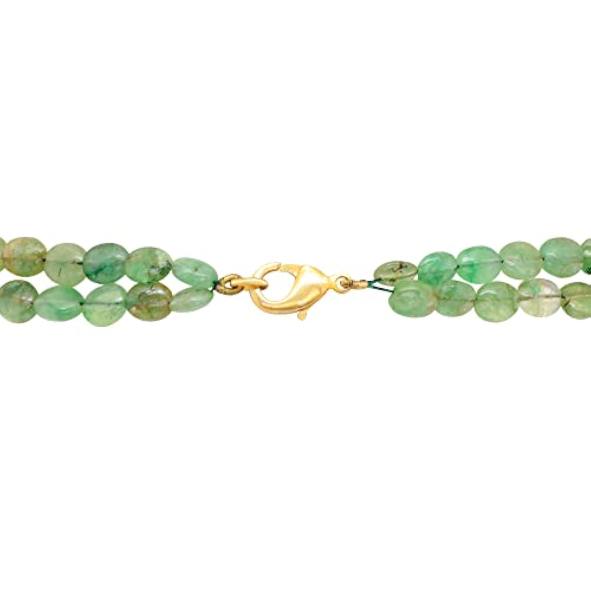 Jaipur Emerald Gemstone Oval Bead Necklace