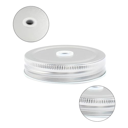 Coufce COUFCE240223-0762 8 Pcs 2.7 Inch Mason Jar Lids With Straw Hole Stainless Steel Drinking Jar Lids Canning Lids Polished Surface Reusable Premium Mason Jar Lids thumb #2