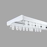 Double Curtain Rail Track, Heavy Duty Aluminium and PVC Ceiling Set, With Hooks (300cm)
