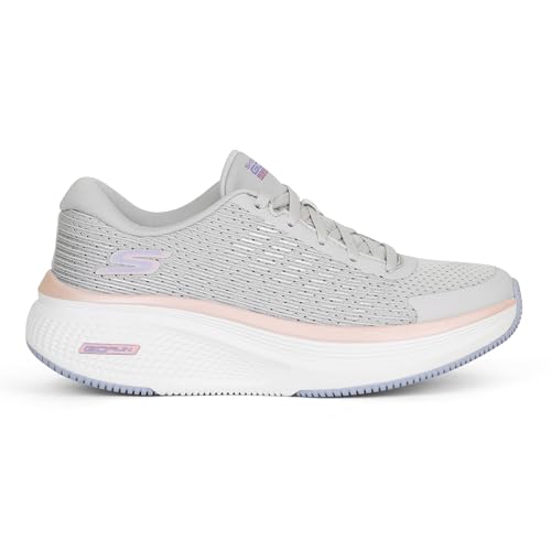 Skechers Women's Go Run Elevate 2.0 Badric Sneaker, Gray Textile/Pink Trim, 6 UK