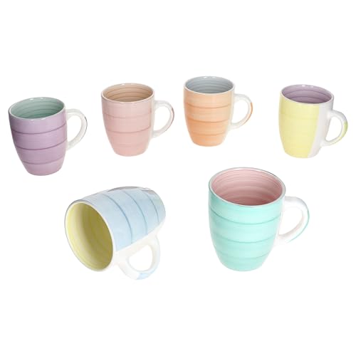 MamboCat Pastello Becher-Set 6-TLG. Steingut Pastellfarben - Bunte...