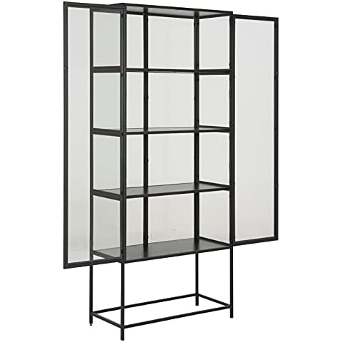 PKline Vitrinenschrank Glas Vitrine Standvitrine Glasvitrine Wohnzimmer Schrank schwarz Cover