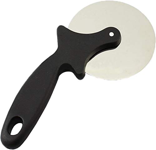 Cortador De Pizza Aço Inox Cabo Plástico Preto Circular Massas 20 Cm Moderno Ergonômico Kehome
