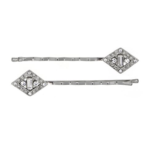 Downton Abbey Silver Tone Simulated Crystal Kite Bobby Pin Set
